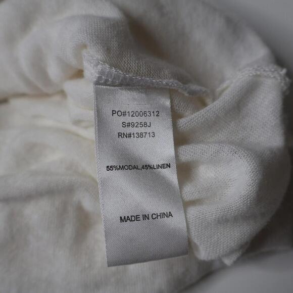 Doe & Rae Long White Duster Cardigan Lightweight Buttons Linen Modal Beachy Sz L - Picture 6 of 9